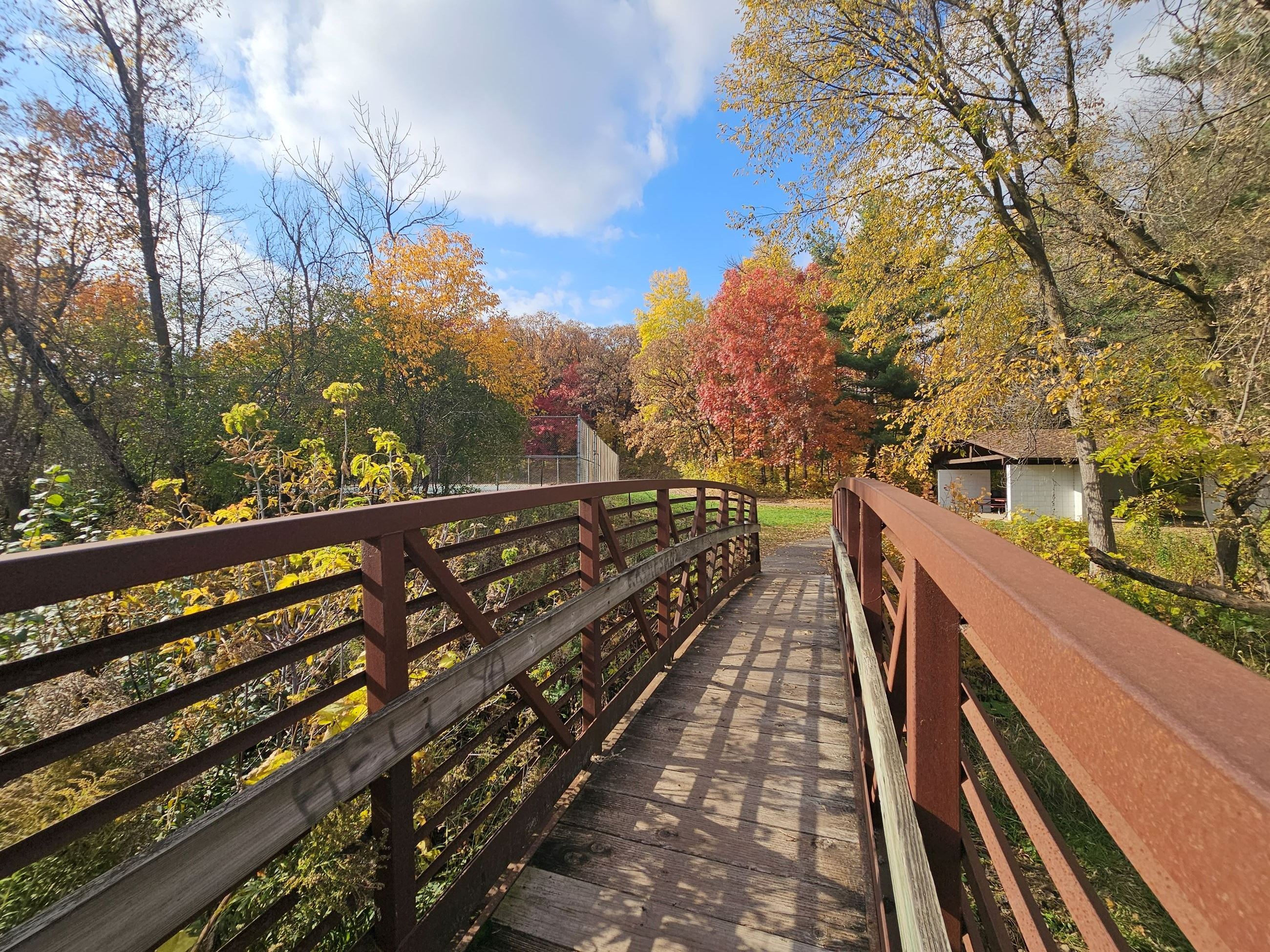 Bridge and trail in fall